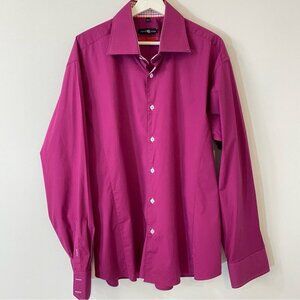 Stone Rose Burgundy Dress Shirt with Checkered Print Red Rivet Collection XXL